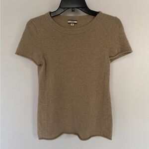 J Crew 100% Cashmere Tan Short Sleeve Top
